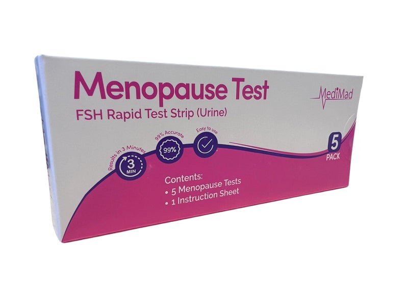 Menopause Test Kit â€“ 5 Tests - at Home FSH Hormone Testing for Women, Fast & 99% Accurate Results in 3 mins